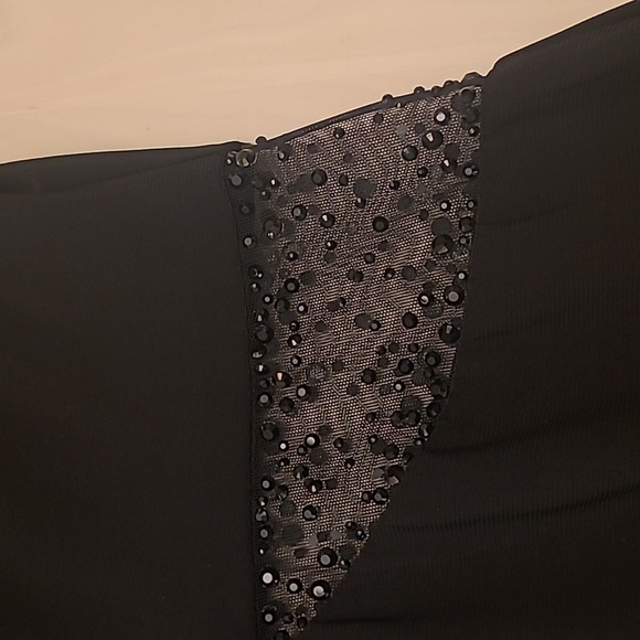 90s EUC Fiesta Fashionista Black Maxi Gown with Sheer/Beaded Details - Picture 4 of 13